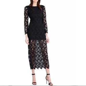 Maje Rosane Black Guipure Lace Long Dress NEW